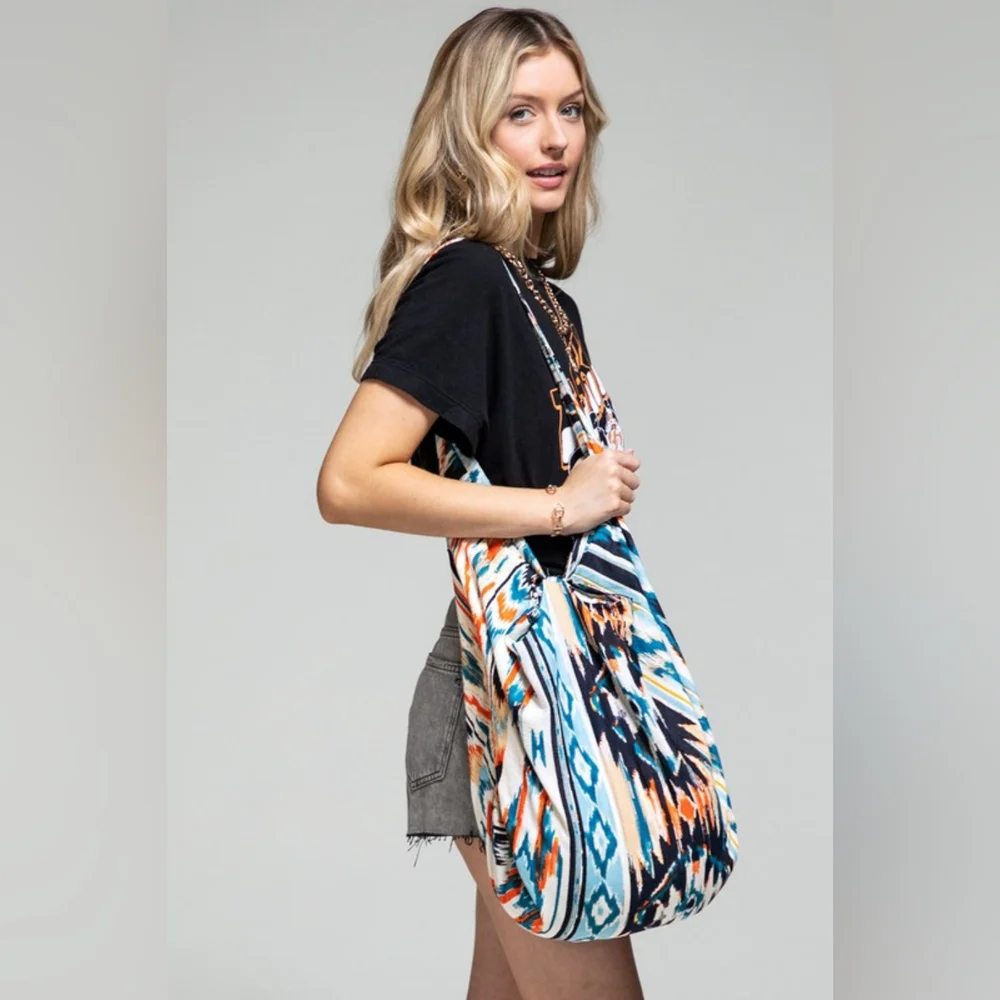 Boho Chic Hobo Beach Yoga Shoulder Bag - 100% Cotton - Bohemian Ethnic Inspired